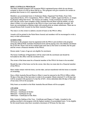 Ride Australia enrolment form - Paint Horse - painthorse com