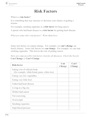 Adult Learner Program Health Risk Assessment