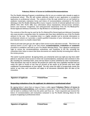 Voluntary Waiver of Access to Confidential Recommendations