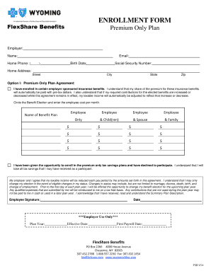 FlexShare Benefits Premium Only Plan Enrollment Form