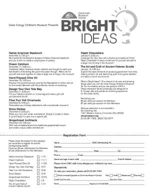 Children's Museum Workshop Registration Form