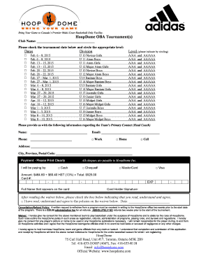 HoopDome Basketball Tournament Registration Form