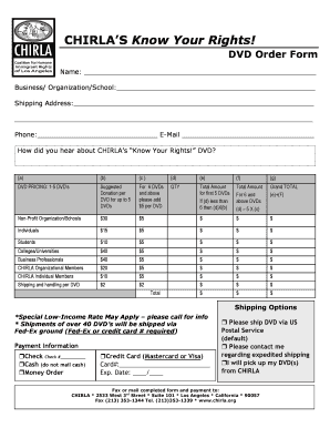 CHIRLA Know Your Rights DVD Order Form