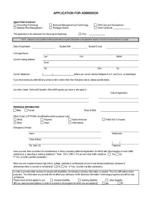 Application for Admission