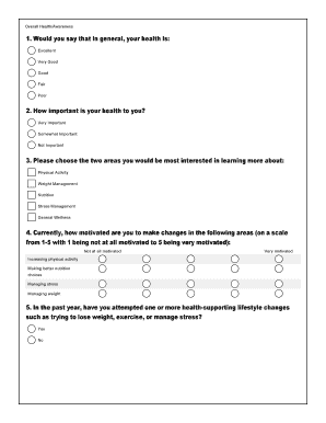 Health and Wellness Survey Form