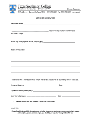 Notice of Resignation