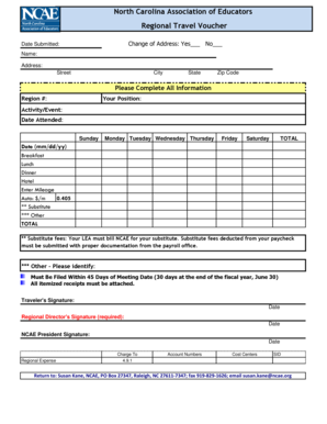North Carolina Educator Travel Voucher