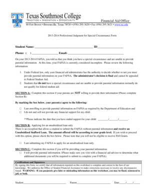 2013-2014 Professional Judgment for Special Circumstance Form