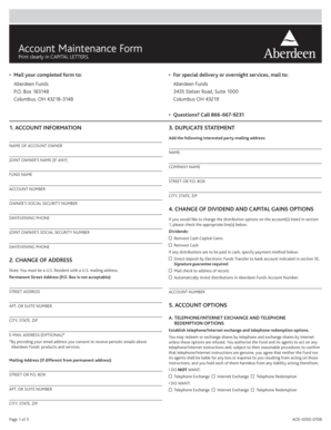 Aberdeen Funds Account Maintenance Form