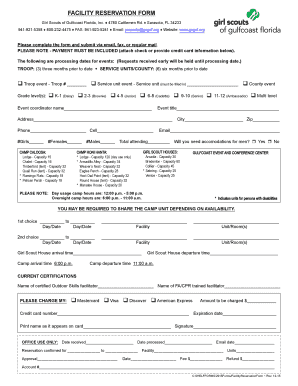 Girl Scouts Facility Reservation Form