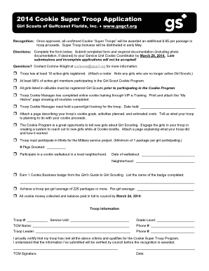 2014 Cookie Super Troop Application