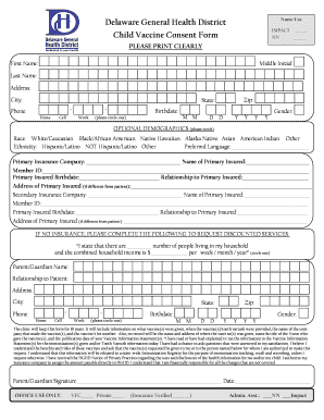 Delaware Child Vaccine Consent Form