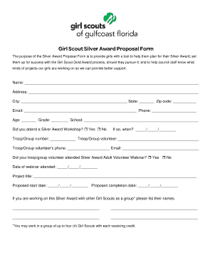 Girl Scout Silver Award Proposal Form