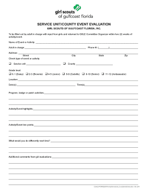 Girl Scouts Event Evaluation Form