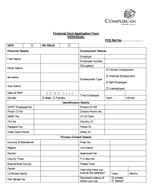 Financial Card Application Form