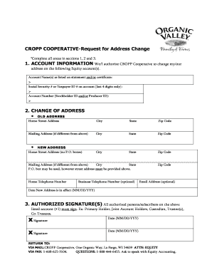 CROPP Cooperative Address Change Request