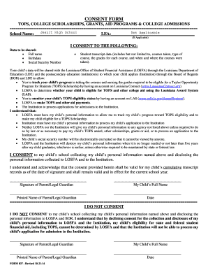 Louisiana TOPS Scholarship Consent Form