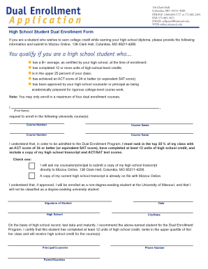 High School Dual Enrollment Application Form