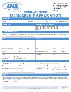 Infusion Nurses Society Membership Application