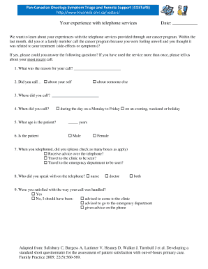 COSTaRS Cancer Program Feedback Form