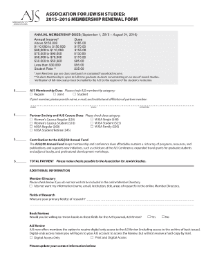 Association for Jewish Studies Membership Renewal Form