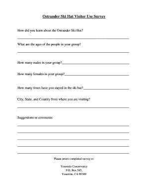Ostrander Ski Hut Visitor Use Survey