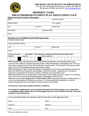 Property Tax Preauthorized Payment Plan Application