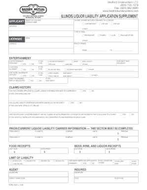 Illinois Liquor Liability Application Supplement