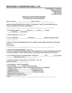 Bowling Center Insurance Application