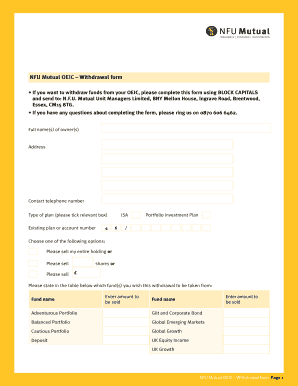 NFU Mutual OEIC Withdrawal Form
