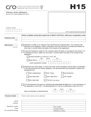 Voluntary Strike-off Request Form H15