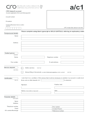 CRO Deposit Account Application Form