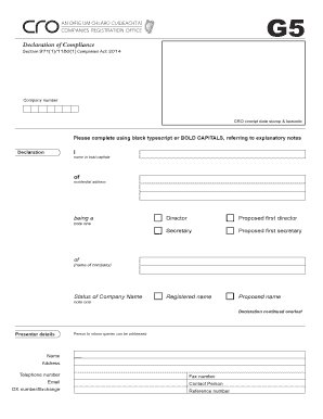 Declaration of Compliance Form G5