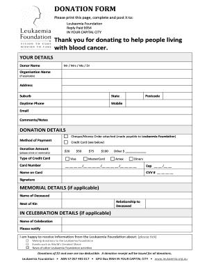 Leukaemia Foundation Donation Form