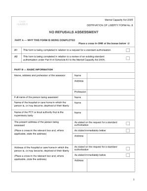 Mental Capacity Act 2005 Deprivation of Liberty Form 8