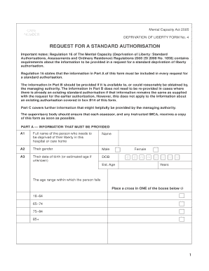 Deprivation of Liberty Form No. 4