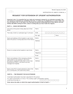 Deprivation of Liberty Form No. 2