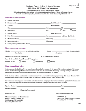 Life After 50 Whole Life Insurance Enrollment Form