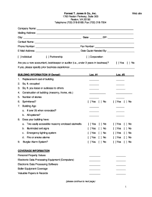 Business Insurance Quote Request Form
