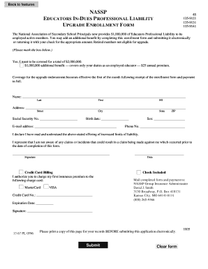 NASSP Educator Professional Liability Upgrade Form