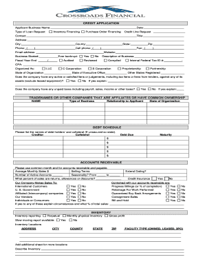 Crossroads Financial Credit Application