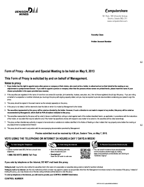 Denison Mines Corp Proxy Form