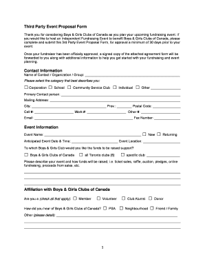 Third Party Event Proposal Form Contact Information