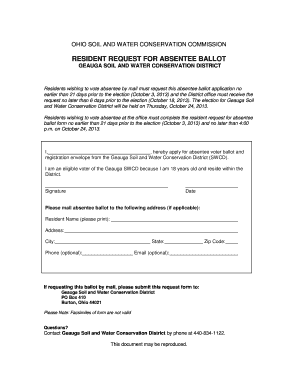 Ohio Absentee Ballot Request Form