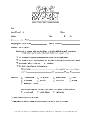 Covenant Day School Donation Form