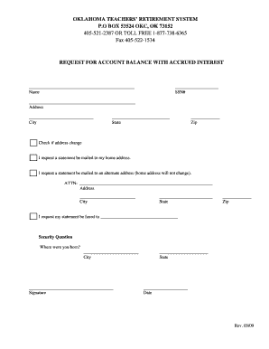 Oklahoma Teachers Retirement System Account Balance Request