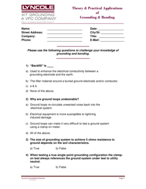 Grounding and Bonding Knowledge Test