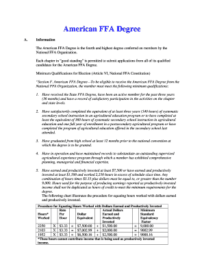 American FFA Degree Application