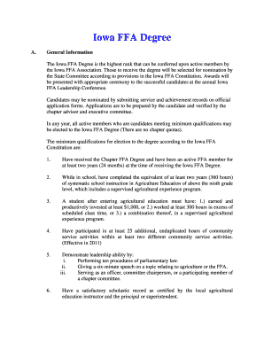 Iowa FFA Degree Application