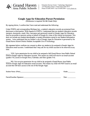 Google Apps for Education Parent Permission